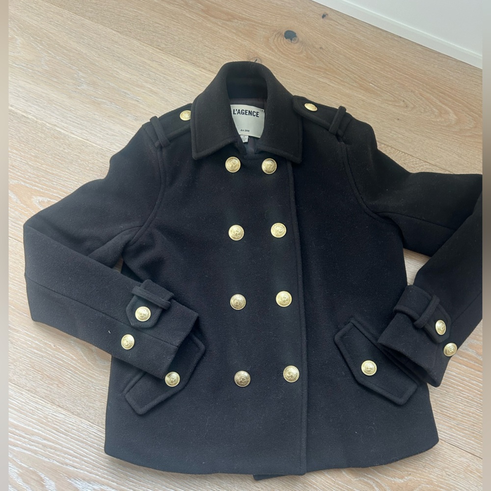 L’Agence Brown Wool Cropped Coat Size 0